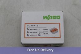 Five Boxes of Wago 221-413 Terminal Blocks, Approximately 50 per Box