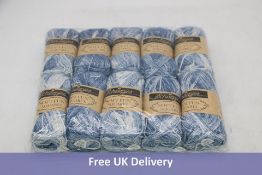 Two Scheepjes Softfun Aquarel DK Cotton, Mix Blue Yarn 50g, 10 Per Pack