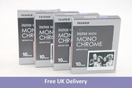 Four Boxes Fujifilm Instax Wide Mono Chrome Instant Films, 10 Sheets Per Box