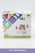 Playmags Magnetic Tiles Building Set 50 Piece Classic Set, Multi-colour