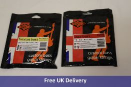 Three Rotosound Custom Bass Guitar Strings to include 2x Jazz Bass, RS77EL, 1x Bronze Bass RS445LD