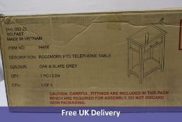 Rossmore Painted Telephone Table, Oak/Slate Gray, 550w x 330d x 750h mm