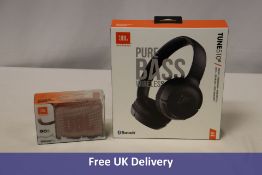 Two JBL items to include 1x GO 3 Wireless Bluetooth Portable Speaker, 1x Tune510BT Headphones