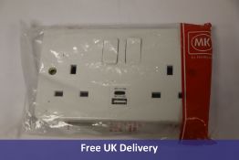 Four MK 2 Gang Switched Socket Outlets, 13 Amp, 1x USB-A, 1x USB-C, K2745WHI