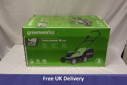 GreenWorks 48v Hand Pushed Cordless Lawn Mower with 2 x 24v Batteries and Twin Charger, G24X2LM36K2X