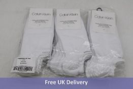 Six Calvin Klein Men's Coolmax Cotton Trainer Socks, 18x In A Pack, White, One Size