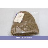 Five Highland 2000 Cuffed Cable Knit English Wool Beanie Hat, Toffee