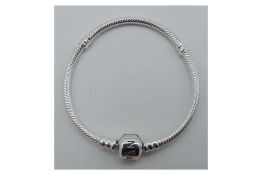 Pandora Moments Women's Sterling Silver Iconic Snake Chain Bracelet for Charms, Size 16, Without Gif