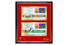 Pair of Rugby Covers - Signed by Uttley, Hastings & Hastings - Framed