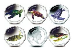 2019 B.I.O.T Set of 5 Turtle 50p Coins