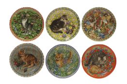 Six Lesley Anne Ivory Cat Plates