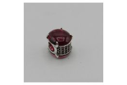 Pandora Fuchsia Rose Oval Cabochon Charm 799309C01 Made of Sterling Silver/Size: 1.1 cm