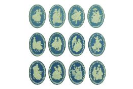 12 Jasperware Oval Calander Plaques