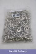 Fifty HSTD Square Eye Die Cast Trigger Hooks Nickel Plated, Silver, Size 38mm/1.5
