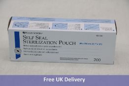 Six Boxes of 200 Pack Henry Schein Self Seal Sterilization Pouches, 89 x 254mm