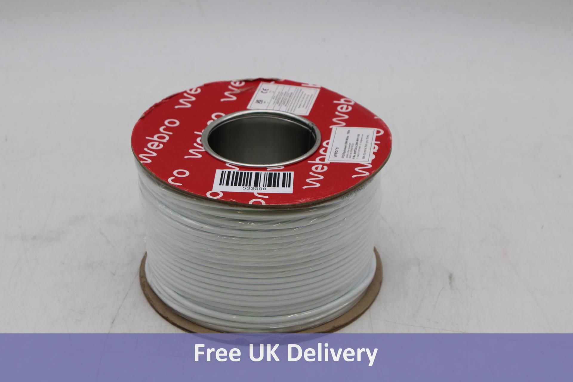 Two Rolls Webro 8 Core LSNH Alarm Cable, 100m Per Roll, White