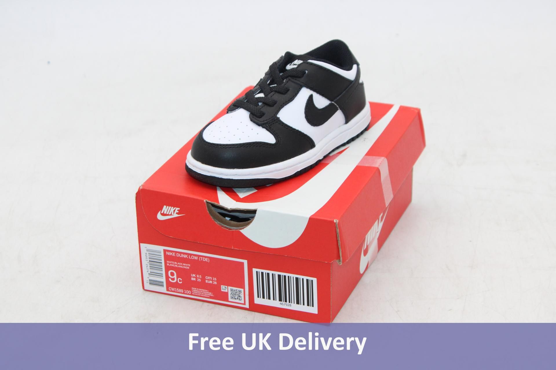 Nike Childs Dunk Low TDE, White Black, UK 8.5c