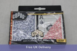 Three packs of Copag Plastic Poker Playing Cards, Jumbo Index, Red & Blue Backs, Twin Pack