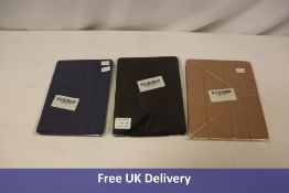 Seven iPad Cases to include 4x Air1/Air2, Navy, 9.7", 1x iPad 10.2", Black, 1x Pro11, Rose Gold, 10.
