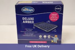 Silentnight Deluxe Double Airbed with Built-in Pillow and Foot Pump, 191 x 137 x 28cms