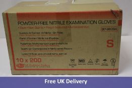 10 Powder Free Nitrile Examination Gloves, Blue, Small, 200 Pack