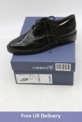 Caprice Lace Up Patent Brogue Shoes, Black, UK 5.5