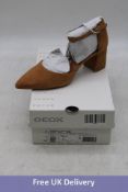 Geox D Bigliana Suede Block Heel Strappy Shoes, Camel, UK 4