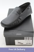 Jones Bootmaker, Yarm Leather Moccasin Slipper, Black, UK 7