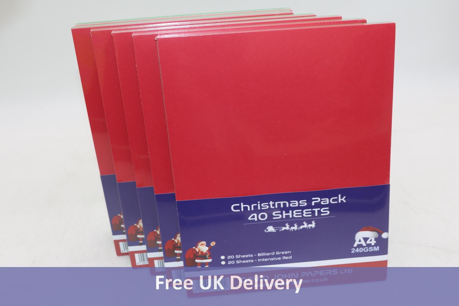 Eight packs David John Papers LTD Christmas Pack 40 Sheets, 20 Red, 20 Green