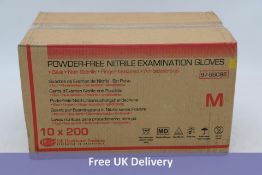 Ten Boxes of De Powder-Free Nitrile Examination Gloves, 200 Per Box, Size M, Expiry Date 2026-06-12