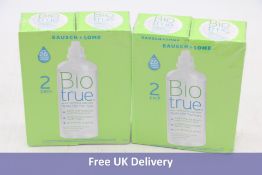 Four bottles of Biotrue Contact Lens Solution, Size 300ml, Green/White