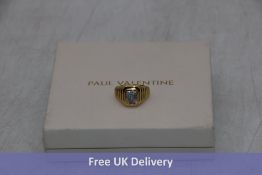 Three Paul Valentine Jewellery items to include 1x Emerald Ring White, 14K Gold Plated, Size Unknown