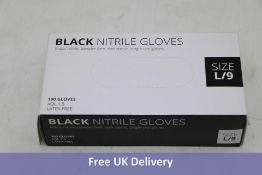 Ten boxes UG Healthcare Black Nitrile Powder Free Gloves, 100 per Box, Single Use, Size L/9, Expiry