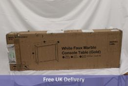 White Faux Marble Console Table (Gold), W 91.5cm, D 25.4cm, H 81cm