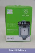 Twenty Woox R4051 Smart Outdoor UK Plugs, White/Grey