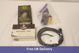 Tattoo items to include 2x Da Vinci Cartridge Needle, 1x Sabre 2m Cable, Barber Dts Micropore Tape,