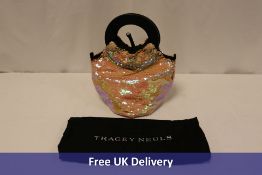 Tracey Neuls Loopy Flamingo, Pink Sequin Reversible Wrist Held Handbag