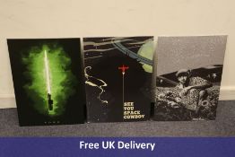 Three Displate Aluminium Posters, 17.7" x 12.6"