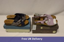 Two Pavers Women's Sandals to include 1x Lilac, UK 8, 1x Blue, UK 8