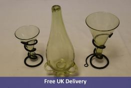 Eighteen Scanglas Glass Viking Cone Beakers with Iron Stands to include 5x Plain, 15cl, 2x Decorated