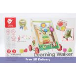Two Classic World Natural Wood Learning Walker with Shape Sorter, Pine