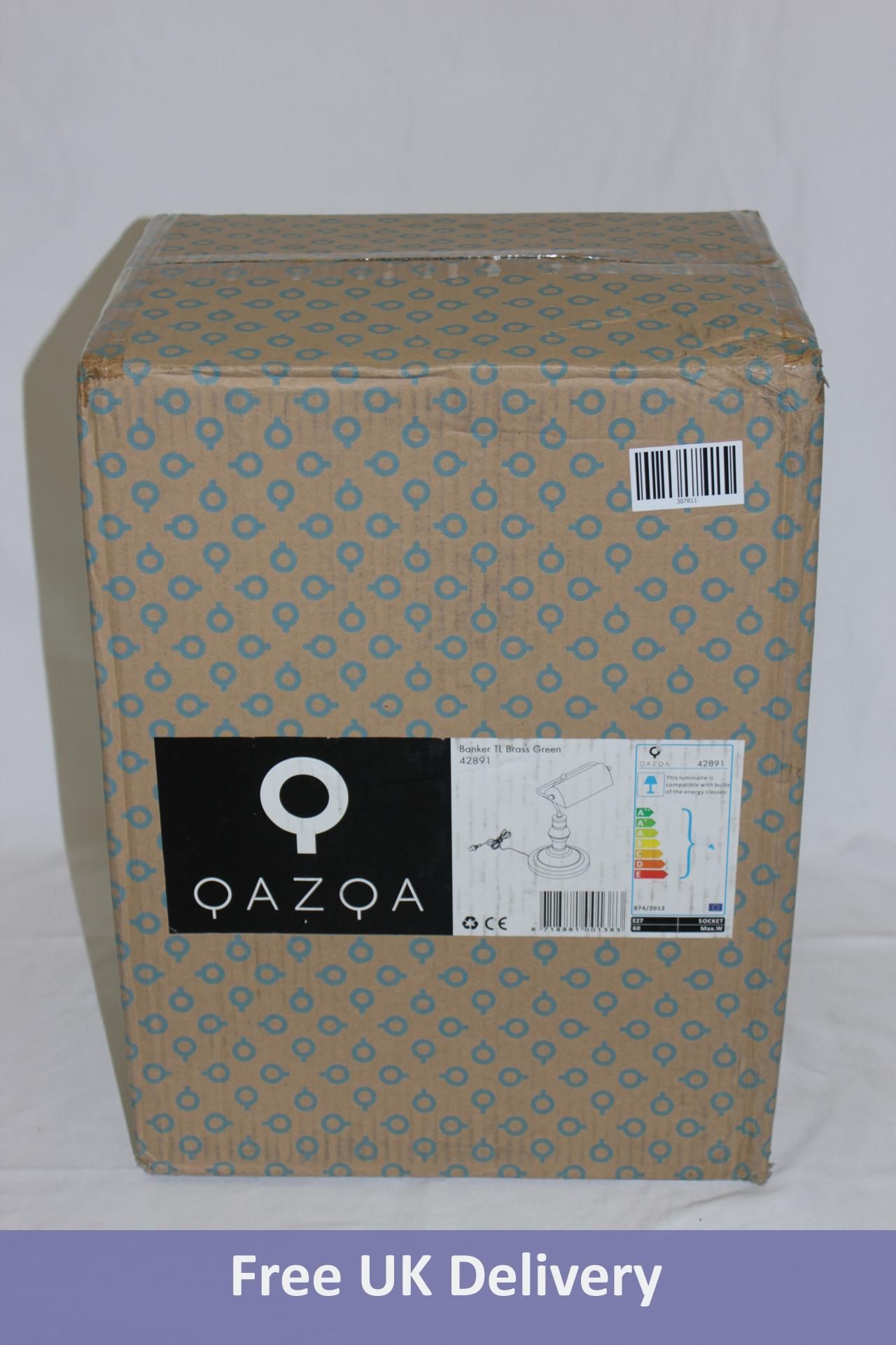 Qazq Table Brass Lamp Banker, Green, H 360 mm