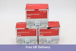 Three Danfoss 013G6005 RASC2 Radiator Valve Pack, 15mm. Box damaged