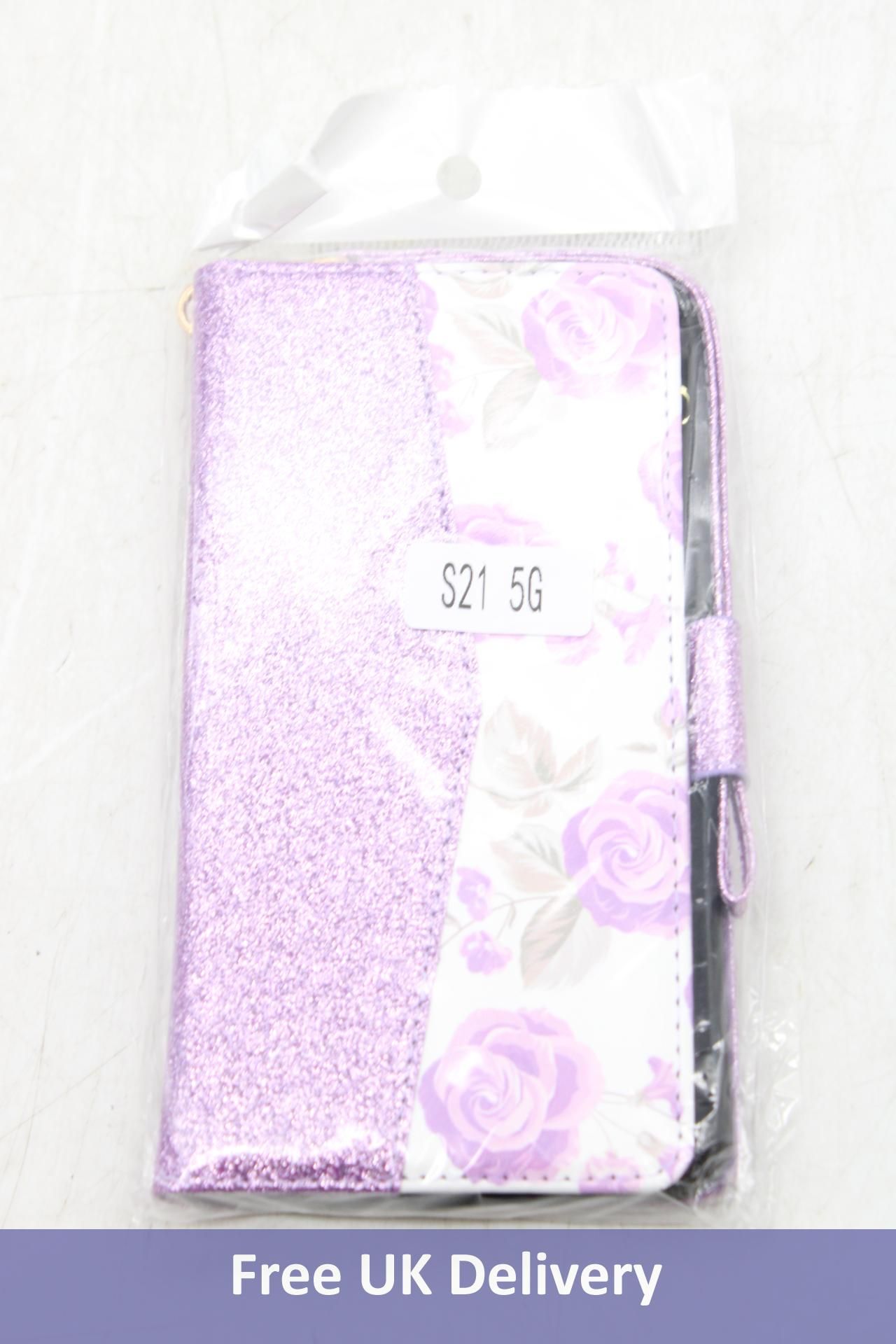 Five Ueebai Samsung Galaxy 21 5G Flip Cover, Bling Purple, Size 6.1 Inch