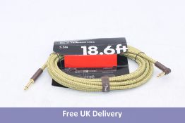 Three Fender Deluxe 18.6ft Straight and Angle Instrument Cable, Tweed. Packaging Damaged