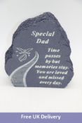 Eight Stairway to Heaven Special Dad Tribute Detail Rock Memorial Grave Plaques, Black/White