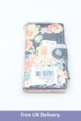 Five Ueebai Wallet Case For iPhone 7 Folio Case, Black Rose