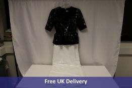 Huishan Zhang Jewel Two-Tone Sequined Dress, Black/White, UK 6
