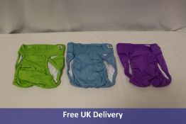 Four Magasin Durable Washable Large Dog Diaper 3 packs to include 1x Green, 1x Blue, 1x Purple