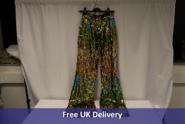 Halpern Sequin Embellished Stovepipe Flare-leg Trousers, Multicoloured, Size 36